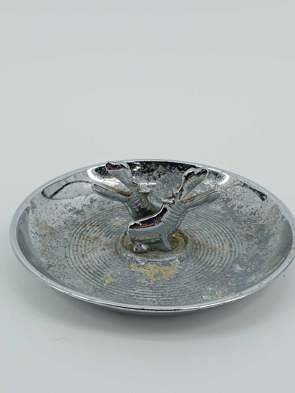 1950s Chrome metal ashtray, DIECASTERS. Hippo pinchette